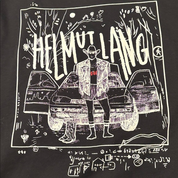 BNNW Helmut Lang Scribbled Cowboy Logo Tee 'Black' - Picture 7 of 8